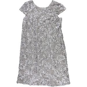 Alex Evenings Womens Rosettes Lace A-line Dress, Grey, Plus Size, 22W, DM